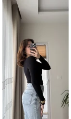 Kayık Yaka Oys Body Siyah