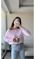 Kayık Yaka Pembe Triko