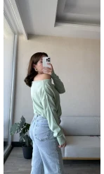 Kayık Yaka Su Yeşili Triko