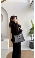 Kaylee Bağlamalı Sweat Detay Ekose Gömlek Takım - Siyah