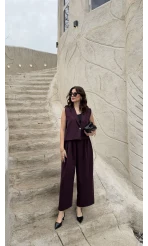 Kelly Yelek Pantolon Takım - Mürdüm - Kod: 9588