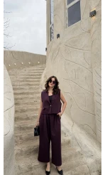 Kelly Yelek Pantolon Takım - Mürdüm - Kod: 9588