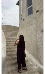 Kelly Yelek Pantolon Takım - Mürdüm - Kod: 9588