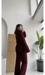 Kelvin Hırkalı Triko Takım - Bordo