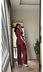 Kemdın Kısa Kollu Modal Kumaşlı Takım Bordo