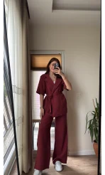 Kemdın Kısa Kollu Modal Kumaşlı Takım Bordo