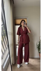 Kemdın Kısa Kollu Modal Kumaşlı Takım Bordo