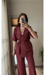 Kemdın Kısa Kollu Modal Kumaşlı Takım Bordo