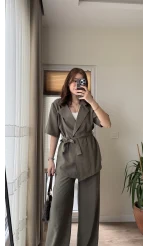 Kemdın Kısa Kollu Modal Kumaşlı Takım Haki