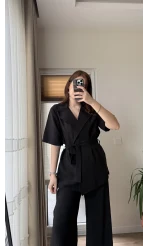 Kemdın Kısa Kollu Modal Kumaşlı Takım Siyah
