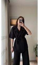 Kemdın Kısa Kollu Modal Kumaşlı Takım Siyah