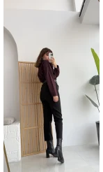Kemerli Atlas Pantolon Siyah Kod: 50710