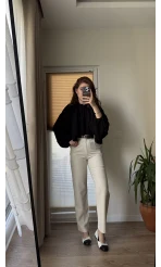 Kemerli Keten Natural Pantolon