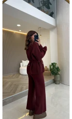 Kemerli Triko Takım - Bordo - Kod: 2680