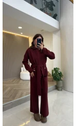 Kemerli Triko Takım - Bordo - Kod: 2680