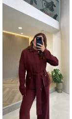 Kemerli Triko Takım - Bordo - Kod: 2680