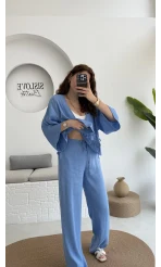 Keten Bağlamalı Açık Mavi Takım (51045)
