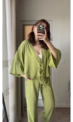 Keten Bağlamalı Fıstık Yeşil Takım (51045)