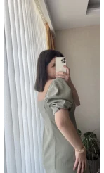 Keten Balon Kol Haki Elbise