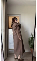 Keten Etek Gömlek Takım Acı Kahve