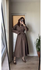 Keten Etek Gömlek Takım Acı Kahve