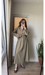 Keten Etek Gömlek Takım Haki