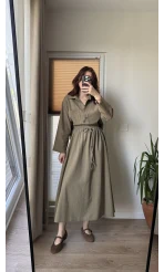 Keten Etek Gömlek Takım Haki