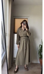 Keten Etek Gömlek Takım Haki