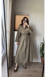 Keten Etek Gömlek Takım Haki