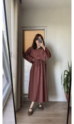 Keten Etek Gömlek Takım Kiremit