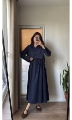 Keten Etek Gömlek Takım Lacivert