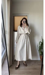 Keten Etek Gömlek Takım Natural