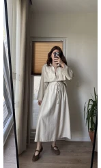 Keten Etek Gömlek Takım Natural