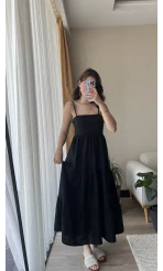Keten Kat Kat Elbise Siyah