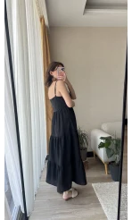 Keten Kat Kat Elbise Siyah