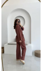 Keten Kimono Takım Kiremit 8582 EF