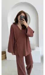 Keten Kimono Takım Kiremit 8582 EF