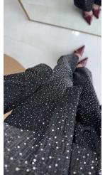 Kiara Taşlı Bağlamalı Gömlek Pantolon Takım - Siyah - Kod: 6025