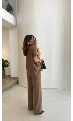 Kierra Bluz Pantolon Takım - Kahve - Kod: 51420