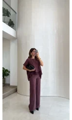 Kierra Bluz Pantolon Takım - Mürdüm - Kod: 51420