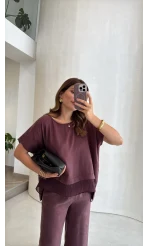 Kierra Bluz Pantolon Takım - Mürdüm - Kod: 51420