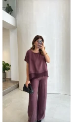 Kierra Bluz Pantolon Takım - Mürdüm - Kod: 51420