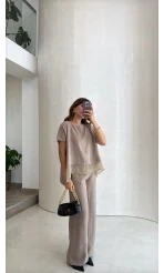 Kierra Bluz Pantolon Takım - Vizon - Kod: 51420
