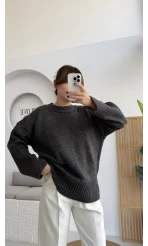 Kierra Örgü Kazak - Antrasit