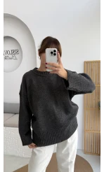 Kierra Örgü Kazak - Antrasit