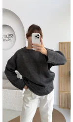 Kierra Örgü Kazak - Antrasit