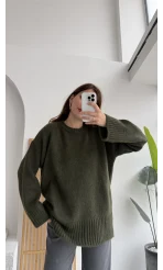 Kierra Örgü Kazak - Haki