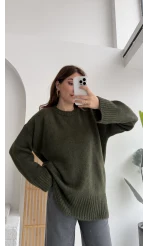 Kierra Örgü Kazak - Haki