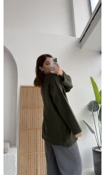 Kierra Örgü Kazak - Haki