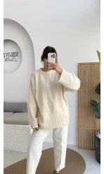 Kierra Örgü Kazak - Krem